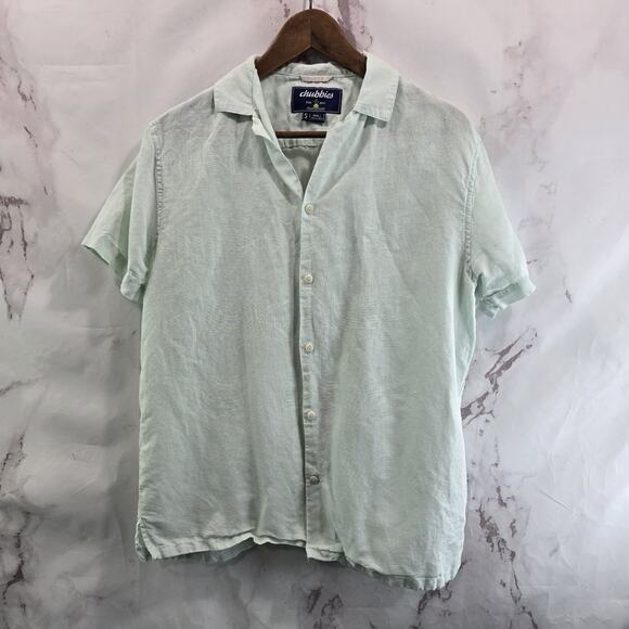 Chubbies Shirt Mens Small Blue Linen Short Sleeve Dad Fit Button Loop Collar - Picture 1 of 14